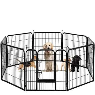 BestPet Heavy Duty Pet Playpen Dog Exercise Pen Cat Fence B, 40-Inch, Black