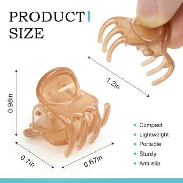 HOYOLS 36 Pcs Mini Hair Clips for Styling, Colorful Small Plastic Jaw Claw Clips Strong Hold for Thi...