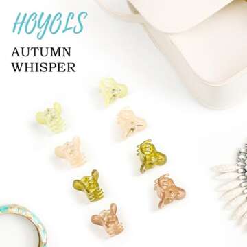 HOYOLS 36 Pcs Mini Hair Clips for Styling, Colorful Small Plastic Jaw Claw Clips Strong Hold for Thin Thick Short Hair Accessories for Women and Girls (Autumn Whisper)