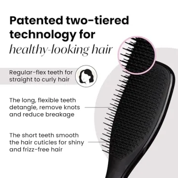 Tangle Teezer Ultimate Detangler Hairbrush for Wet & Dry Hair, Eliminates Knots & Reduces Breakage for All Hair Types, Liquorice Black