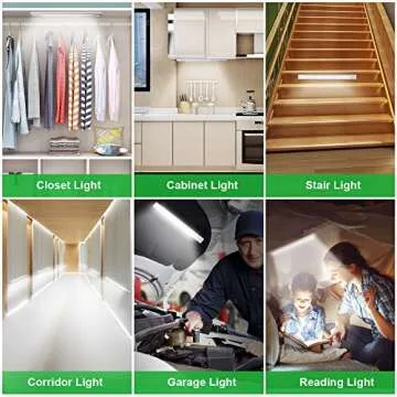 goodland 160 LED Closet Lights Motion Sensor Under Cabinet Lights Indoor Lighting 3600mAh Battery Powered Light Bar Dimmable Rechargeable Closet Light for Kitchen, Wardrobe, Stairs(2 Pack)