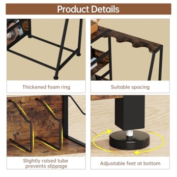 Hosfais Record Player Stand, 3 Tier Guitar Stand for Acoustic, Electric Guitar, Bass Stand, Vinyl Record Storage Up to 200 Albums, Brown Records Shelf for Living Room Bedroom