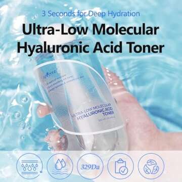 ISNTREE Ultra-Low Molecular Hyaluronic Acid Toner 300ml, 10.14 fl.oz | Quick Absorbing | Deep Hydrat...