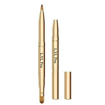 L.Y.L Pro Gold Retractable Lip Makeup Brushes Double-Ended Retractable Lip Brush Travel Lipstick Glo...