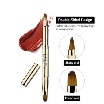L.Y.L Pro Gold Retractable Lip Makeup Brushes Double-Ended Retractable Lip Brush Travel Lipstick Gloss Makeup Brush for Christmas Gifts