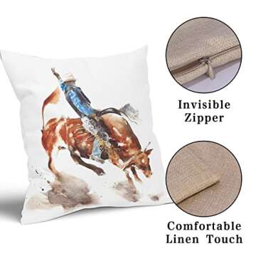 Cowboy Riding Horse Pillow Covers Set for Home Decor