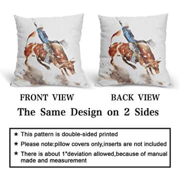 Cowboy Riding Horse Pillow Covers Set for Home Decor
