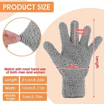 Molain 1 Pair Microfiber Dusting Gloves, Reusable Washable Cleaning Gloves Mittens for Plants House ...