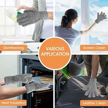 Molain 1 Pair Microfiber Dusting Gloves, Reusable Washable Cleaning Gloves Mittens for Plants House Cleaning Car Blinds Lamps and Small Hard to Reach Corners(Grey)