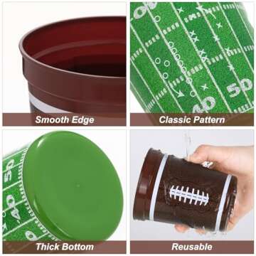 Kochorie 24 Pcs Reusable Football Plastic Cups 16 oz Thick Cocktail Drink Cup Bulk Football Stadium Cups for Tailgate Football Theme Party Favor Birthday Event Game Day Supplies Super Bowl Decoration
