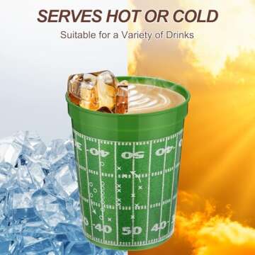 Kochorie 24 Pcs Reusable Football Plastic Cups 16 oz Thick Cocktail Drink Cup Bulk Football Stadium Cups for Tailgate Football Theme Party Favor Birthday Event Game Day Supplies Super Bowl Decoration