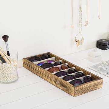 MyGift Sunglasses Organizer - Stylish 7-Slot Holder Tray