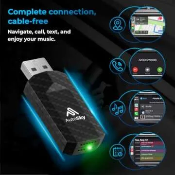 Wireless CarPlay Adapter 2023 Pro Slim Edition - Smallest and Fastest Wireless CarPlay Adapter - AutoSky - Factory Wired CarPlay Cars – USB-A and USB-C Cables – Wired CarPlay Required