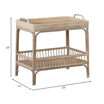 Stylish Hand-Woven Rattan Console Table with Shelf