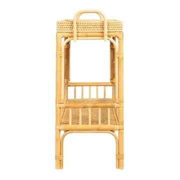 Stylish Hand-Woven Rattan Console Table with Shelf