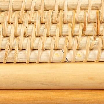 Stylish Hand-Woven Rattan Console Table with Shelf