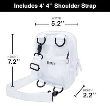 Brixley Crossbody Bag Sling Purse for Women Men Girls Travel, Multi Position Fanny Back Pack (Clear)