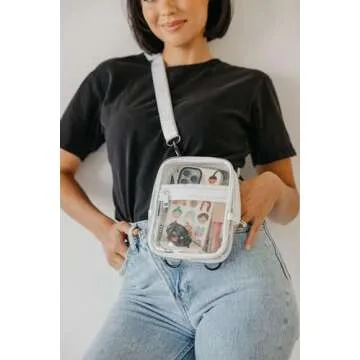 Brixley Crossbody Bag Sling Purse for Women Men Girls Travel, Multi Position Fanny Back Pack (Clear)