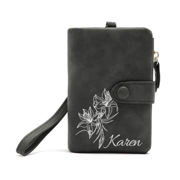 Custom Birth Flower Wallet - Unique Leather Gifts for Women