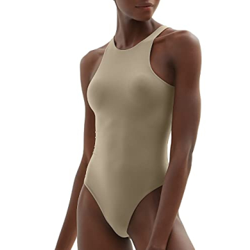 PUMIEY Women's Sexy Khaki Bodysuit - Stylish Comfort