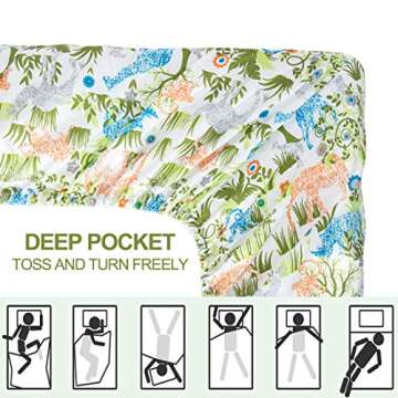 Vonty Kids Bed Sheets Twin Lovely Jungle Elephant Giraffe Sheets for Boys & Girls, Soft Microfiber Easy Wash Bedding Set (1 Fitted Sheet + 1 Flat Sheet + 1 Pillowcase)