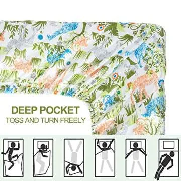 Vonty Kids Jungle Elephant Giraffe Bed Sheets Twin Set