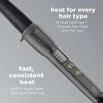 INFINITIPRO BY CONAIR Silicone Shine 1-Inch to 1/2-Inch Curling Wand, Tapered wand produces beachy waves