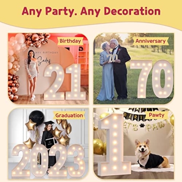 imprsv 4FT Light Up Marquee Numbers for Parties