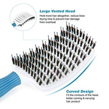 Joycarry Curved Vent Hair Brush, Large Paddle Massage Brush for Fast Blow Drying, Boar Bristle Styling Detangler Hair Brush, For Women Long, Short, Thick, Thin, Curly & Tangled Hair, Wet or Dry Use