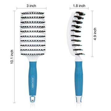 Joycarry Curved Vent Hair Brush, Large Paddle Massage Brush for Fast Blow Drying, Boar Bristle Styling Detangler Hair Brush, For Women Long, Short, Thick, Thin, Curly & Tangled Hair, Wet or Dry Use