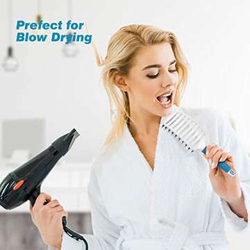 Joycarry Curved Vent Hair Brush, Large Paddle Massage Brush for Fast Blow Drying, Boar Bristle Styling Detangler Hair Brush, For Women Long, Short, Thick, Thin, Curly & Tangled Hair, Wet or Dry Use