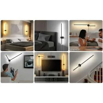 GOODATE Wall Sconces Set of Two with Remote, Stepless Colors 3000K-6500K & Stepless Dimming, Hardwire or Plug-in, 180° Rotate, LED Black Plug in Wall Sconces with Timer & Night Light, 23.6 Inches