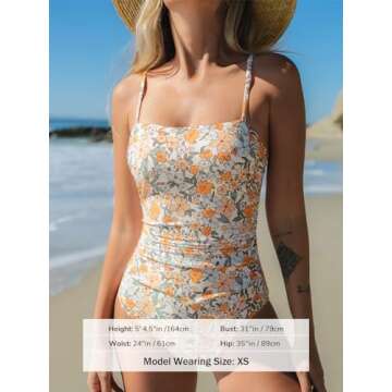 CUPSHE Women's One Piece Swimsuit Square Neck Cutout Back Tummy Control Adjustable Straps Striped Swimwear, M