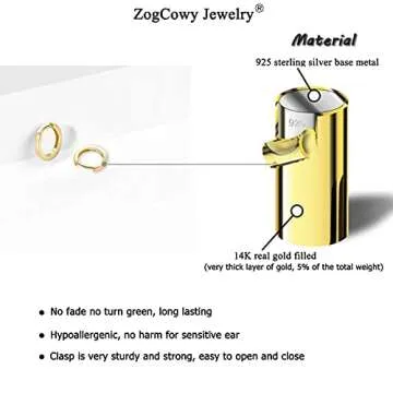 925 Sterling Silver Small Gold Hoop Earrings for Women Girls 14K Gold Huggie Earrings Tiny Hypoallergenic Cartilage Earrings Hoops 5mm 6mm 7mm 8mm 9mm 10mm 12mm
