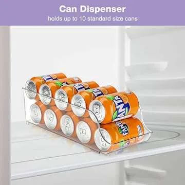 Puricon 1 Pack Refrigerator Organizer Bins Can Dispenser Storage Holder, Soda Beverage Canned Food Container Bin Clear Plastic Pantry Storage Rack for Fridge Kitchen Countertops Cabinets -Standard Can