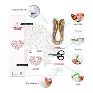 Uniquilling Quilling Paper Quilling Kit for Adults Beginner, 16 * 20-inch Blooming Heart, Exquisite DIY Paper Filigree Painting Kits Quilling Tools, Home Room Wall Art Decor Best Gifts(Basic)