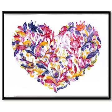 Uniquilling Quilling Paper Quilling Kit for Adults Beginner, 16 * 20-inch Blooming Heart, Exquisite DIY Paper Filigree Painting Kits Quilling Tools, Home Room Wall Art Decor Best Gifts(Basic)