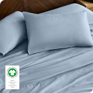 Bare Home Organic Cotton Queen Sheet Set - Soft & Breathable