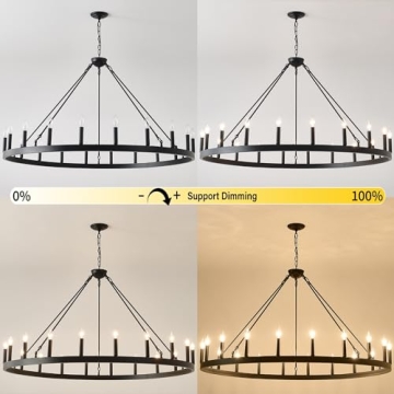 Viksroeo 53 Inch Large Wagon Wheel Chandelier With 20 Lights