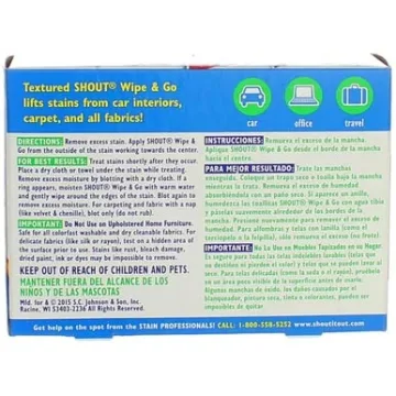Shout Wipe & Go Instant Stain Remover Wipes 12 ea (Pack of 2)