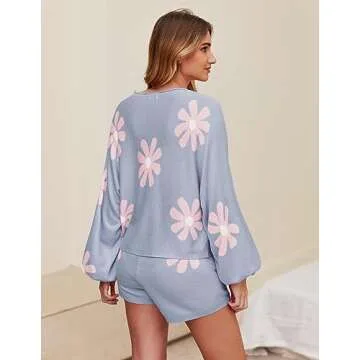 Ekouaer Knit Pajamas Set - Cozy 2 Piece Lounge Set