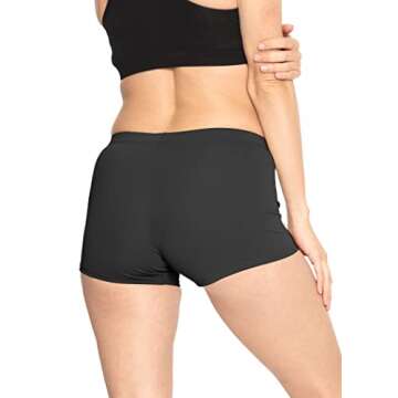 STRETCH IS COMFORT Women's Nylon Booty Shorts Black Small