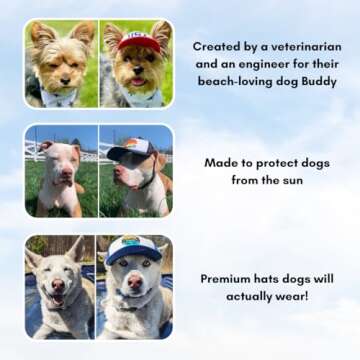 Sunset Collection, PupLid Trucker Hats for Dogs (Large) Premium Stylish Sun Protection for The Modern Dog - Adjustable for Secure Comfortable Fit on Active Dogs (Blue, Surfer Dog)