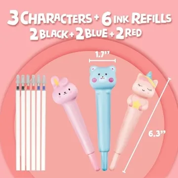 BunMo Super Squishy Pens for Kids - Fun Gel Pens with Refills