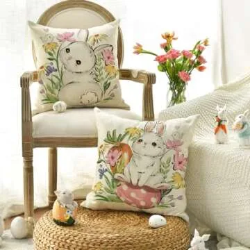 AVOIN Easter Hunny Bunny 18x18 Pillow Covers Set of 4