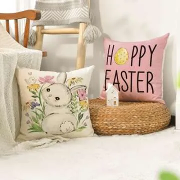 AVOIN Easter Hunny Bunny 18x18 Pillow Covers Set of 4