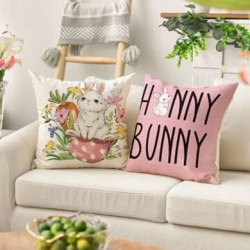 AVOIN Easter Hunny Bunny 18x18 Pillow Covers Set of 4
