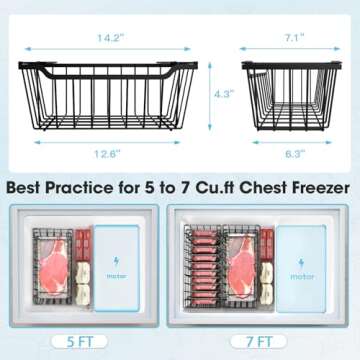 SUNALLY Freezer Organizer Bins, 4 Pack Stackable Chest Freezer Organizer for 5-7 Cu.FT Deep Freezer ...