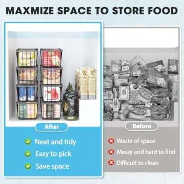 SUNALLY Freezer Organizer Bins - Stackable & Durable