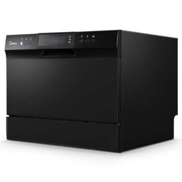 Midea MDC22P1ABB Table-top Countertop, Energy Star Portable Dishwasher, 6 Place Settings & 8 Washing...